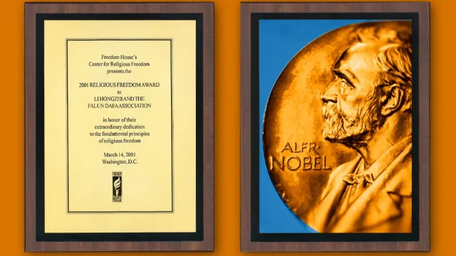 Г-н Ли Хонгджъ пет пъти е номиниран за Нобелова награда за мир и е номиниран от Европейския парламент за наградата „Сахаров“ за свобода на мисълта. Той е и носител на наградата за международна религиозна свобода на "Freedom House". Нобелова награда за мир, за която е номиринар пет път пъти г-н Ли Хонгджъ.